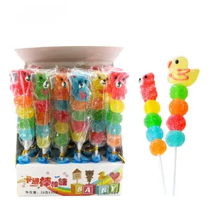 Venta al por mayor personalizado de alta calidad recubierto de azúcar Mini oso Gummy Jelly Lollipop
