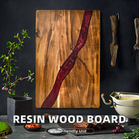 Planche à découper rectangulaire en bois d'acacia et résine époxy, écologique, réutilisable, pour la cuisine
