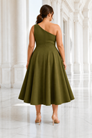 Robe de soirée plissée mi-longue sans manches à une épaule, personnalisée, vente en gros, fabricant
