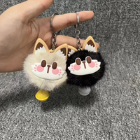 Porte-clés chat mignon en peluche avec clochette, boule de fourrure moelleuse et porte-bonheur, pendentif de sac tendance