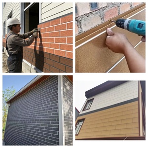 Revêtement mural en métal pour <span class=keywords><strong>l</strong></span>'extérieur des maisons, panneau en brique, isolé en PU, imperméable, ignifuge, durable, revêtement mural décoratif - Product Image 2