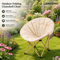 Chaise pliante ergonomique Oxford à coque rigide pour jardin, directement de l'usine, avec rembourrage et poche latérale