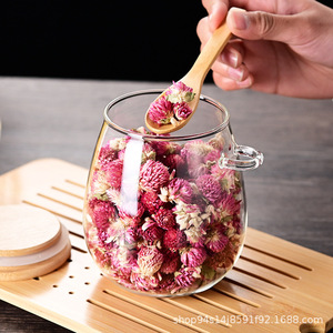 Cao cấp thủy tinh trong suốt trà Canister với muỗng Nắp thiết kế hiện đại <span class=keywords><strong>Jar</strong></span> cho nhà bếp lưu trữ của trà gia vị và hoa - Product Image 2