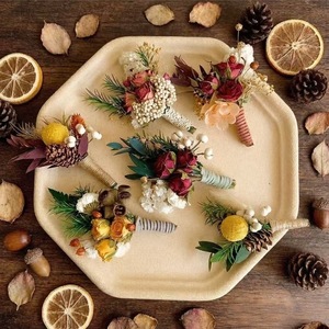 G206 Mini Bouquet da Sposa, Boutonniere per lo Sposo, Decorazione Boho, Mini Bouquet di Fiori Secchi, Corsage da Polso, Fiori per Matrimonio - Product Image 2