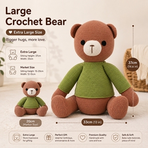 Orsacchiotto Gigante in Peluche con Tasca Nascosta da 37 Cm, Regalo Commemorativo, Giocattolo <span class=keywords><strong>Amigurumi</strong></span> all'Uncinetto - Product Image 1