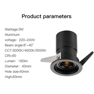 <span class=keywords><strong>Mini</strong></span> <span class=keywords><strong>LED</strong></span> trần Downlight focusable 3W/5W Trắng cao CRI 95 <span class=keywords><strong>Dimmable</strong></span> cho nhà hàng khách sạn chiếu sáng khu dân cư - Product Image 3