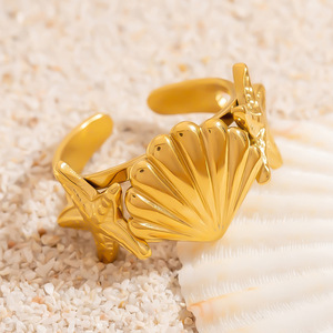 Anillo de Estrella de Mar de Acero Inoxidable, Chapado en Oro de 18K, Tema Oceánico, Joyería de Moda Unisex, Regalo - Product Image 4