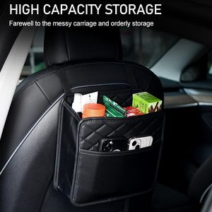 Organisateur de siège de voiture pliable de luxe en cuir PU imperméable (lot de 2) avec design à suspendre au dossier - Product Image 3