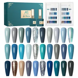 AS Gel Nail Polish Set Splash Collection Ocean Colors Glitter Baby Blue turchesi Nail Polish Kit Soak Off Gel UV