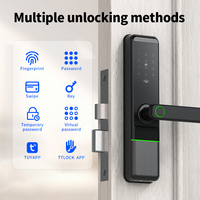 Cerradura Inteligente con Huella Dactilar LianTian, Negro Mate, Wi-Fi, BLE, Control por Aplicación Tuya/TTLock, Desbloqueo Biométrico por Huella Dactilar en la Nube, para Hogar de Madera