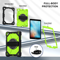 WESOROL Funda resistente para iPad 6/Pro 9.7/Nuevo iPad 9.7 5.ª/6.ª generación con soporte de 360°, correa de mano, correa para el hombro, negro, amarillo, verde