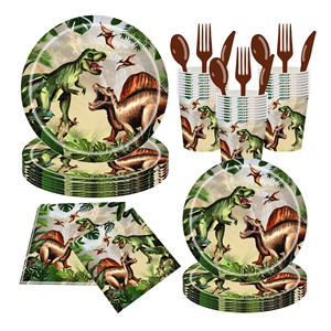 Dinosaur Jurassic Theme Paper <b>Plate</b> Cup Napkin Party Supplies <b>Disposable</b> Tableware Set for Birthday Celebration - Product Image 1