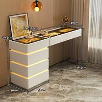 Coiffeuse moderne avec éclairage LED, multifonctionnelle, avec rangements, en verre, pour chambre à coucher, mobilier pour la maison et l'hôtel