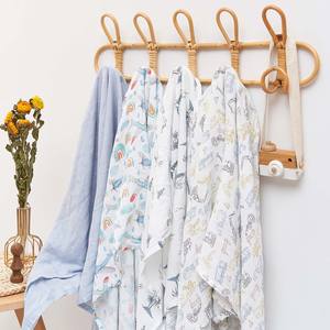 כותנה אורגנית במבוק רכה לנשימה עטיפת חבילות לתינוק יילוד שמיכות קבלה לעטוף שמיכת חבילת מוסלין לתינוק - Product Image 5