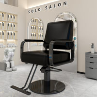 Fauteuil de salon de coiffure haut de gamme, pivotant et relevable, en acier inoxydable, noir, en métal, pour barbier