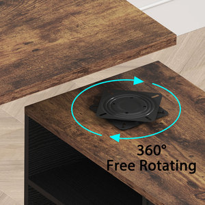Îlot de cuisine extensible avec plan de travail en bois foncé, armoire frontale en verre noir, étagères de rangement et roulettes - Product Image 3