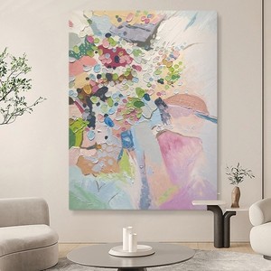 Hand Painted Oil Painting Textured Abstract <b>Art</b> Rectangle Modern Minimalist Living Room Sofa Background Wall Hanging Decor - Product Image 1