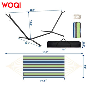 Hamac Woqi avec structure métallique, portable, pour plage, camping, voyage, en tissu coton, capacité 250 lb - Product Image 5