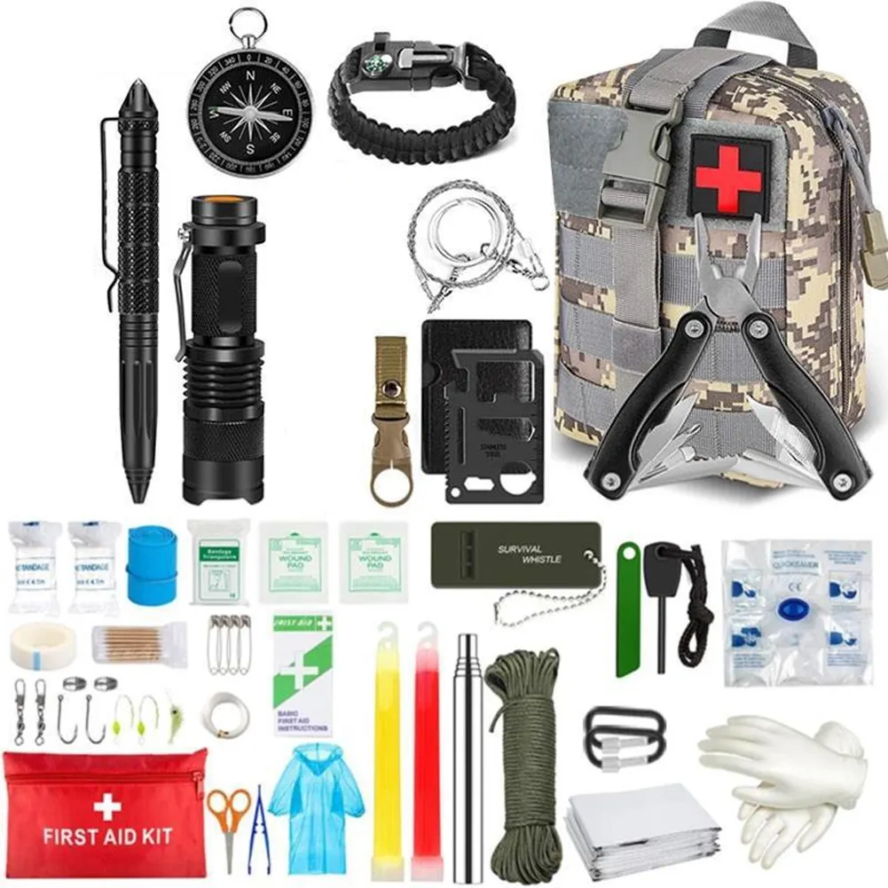 Multifunctional Emergency Survival Equipment With First Aid Kit For Outdoor Camping And Hiking