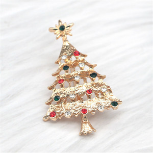 Broche de aleación con diseño de árbol de Navidad para mujer, estilo europeo-americano, 1 unidad, elegante y a la moda, con incrustaciones de diamantes, regalo para bodas y fiestas. - Product Image 1