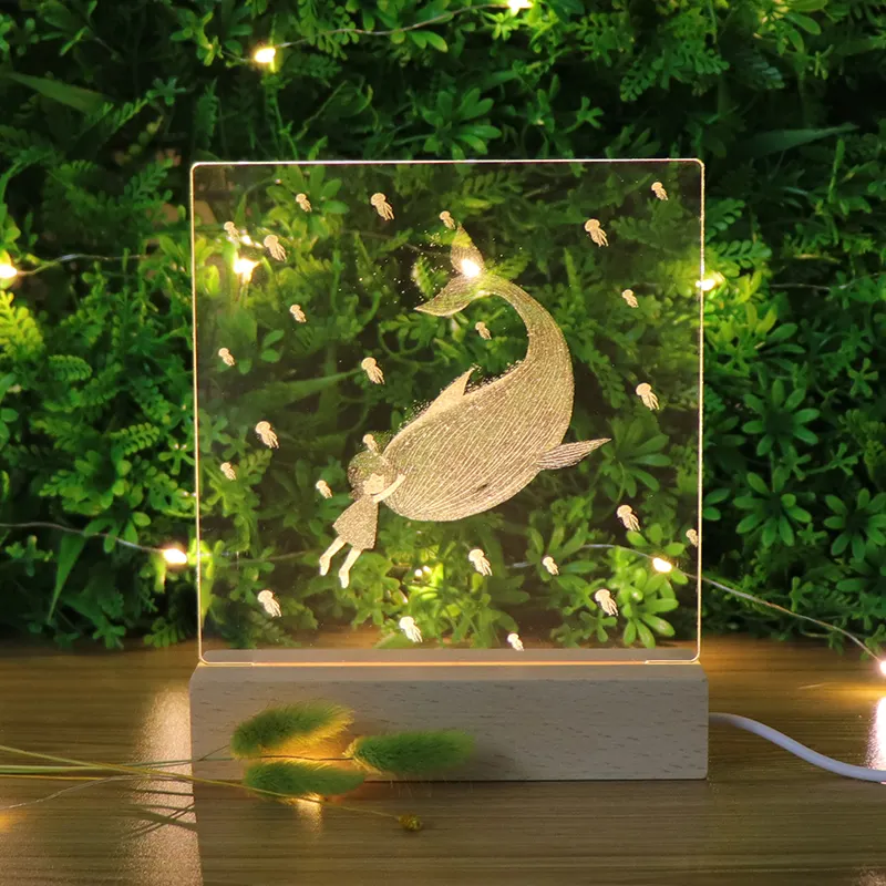 사용자 정의 나무 아크릴 3D 환상 LED 밤 빛