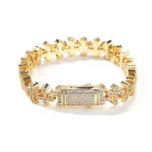 Gelang UWIN 2025 Reverse Cross Cluster Mini Cross Link Chain, Gelang Tangan Berlapis Emas <span class=keywords><strong>18K</strong></span>, Perhiasan Fashion - Product Image 2