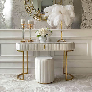 Plateau en marbre et tissu de style de luxe <span class=keywords><strong>pour</strong></span> chambre à coucher, jambes en acier inoxydable, coiffeuse, design, meubles d'hôtel, 1 pièce - Product Image 3