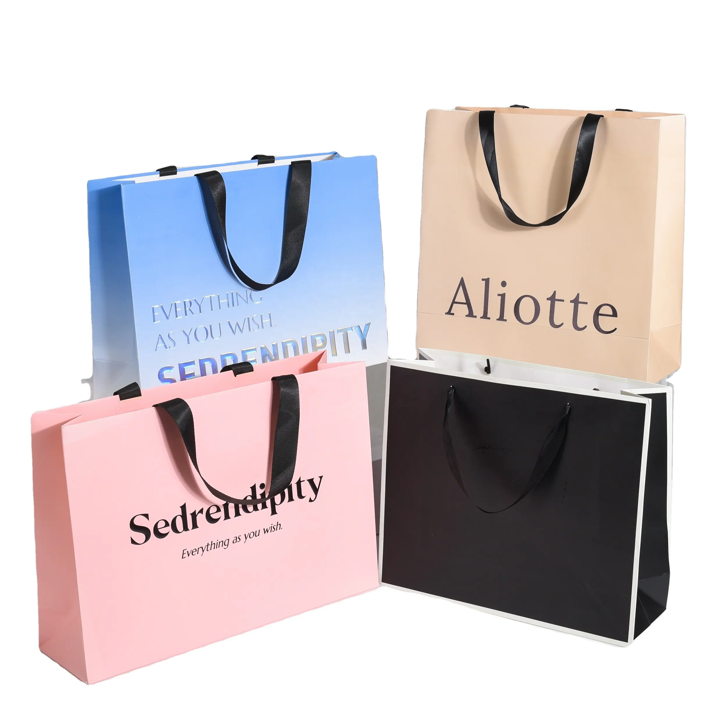 Wholesale Custom Printed Logo Luxury White Paper Bag Retail Boutique Shopping Gift Paper Bags With Your Own Logo