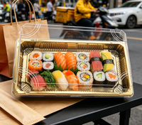 Barquette jetable en plastique PET Bingo HYX 1102 pour sushis avec couvercle transparent anti-buée, boîte alimentaire de qualité alimentaire pour plats à emporter