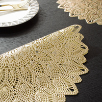 Sets de table ronds en PVC écologique au design classique pour table à manger et restaurants, sets de table décoratifs dorés pour mariage