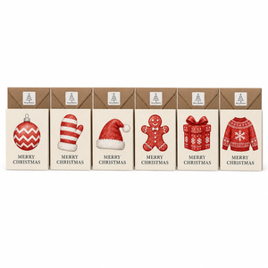 Ensemble de cartes de vœux de Noël avec 6 motifs, enveloppe en kraft, style aquarelle, cartes de fêtes traditionnelles - Product Image 1