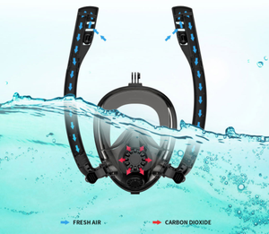 180 derajat masker selam scuba Anti kabut wajah penuh dengan Snorkel ganda terbuat dari karet tahan lama - Product Image 3