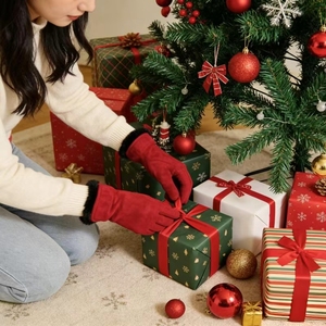 Guanti Lunghi con Touch Screen, Caldi e Foderati in Pelliccia Sintetica, Guanti Eleganti per Donna per Climi Freddi - Product Image 5