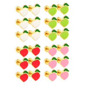 Pendientes de Acero Inoxidable con Baño de Oro de 18K para Niños, Diseño Moderno y Único, con Esmalte y Forma de Animal, OEM/ODM - Product Image 1
