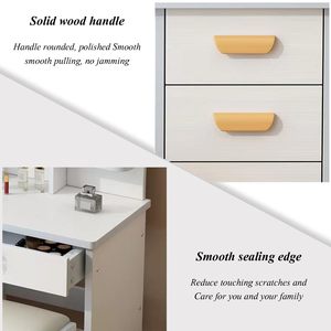 Hot bán Trắng <span class=keywords><strong>MDF</strong></span> phong cách gỗ dresser với đứng trang điểm gương và phân cho phòng ngủ sử dụng cụ thể cho trang điểm bàn Vanity - Product Image 5