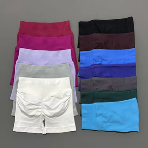 <span class=keywords><strong>Shorts</strong></span> de sport sans couture à effet froncé, très extensibles et durables, pour le yoga et la course à pied – Grande Vente - Product Image 3