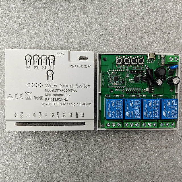 Ewelink 4CH Relay Smart Wireless Wifi Switch Module AC 85-250V 220V 110V 2200W RF433 10A Receiver for Alexa