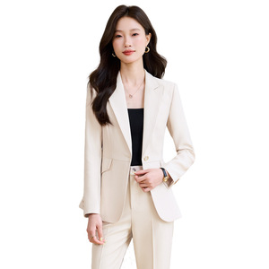 Pink Women's Suit <b>Set</b> Three Quarter Sleeve Polyester Worsted Anti-Wrinkle <b>Office</b> Lady Spring Formal Wear - Product Image 5