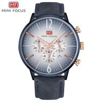 Reloj Cronógrafo para Hombre con Correa de Cuero de Gamuza, Esfera con Degradado, Números Grandes, Visualización de Fecha, Reloj de Pulsera de Cuarzo para Negocios