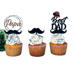 Adornos para Cupcakes de Acrílico Negro Reutilizables y Ecológicos para el Día del Padre, Decoración para Pastel del Mejor Papá para el Día del Padre - Product Image 5