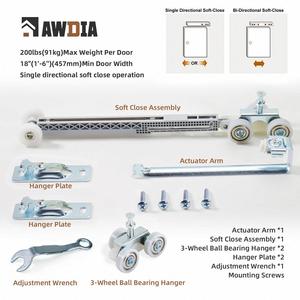 Sistema de Puerta Corredera WEKIS de 3 Ruedas con Rodamientos de Bolas, Cierre Suave/Abertura Suave, Insonorizado, Herrajes Bidireccionales para Puertas de Garaje - Product Image 4