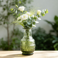 Vase à fleurs miniature moderne en verre, vase transparent gaufré pour décorations de table de mariage et cadeaux