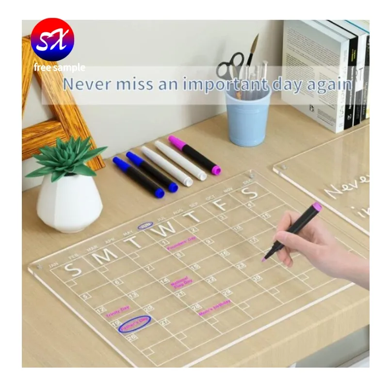 Wholesale 3Mm Thick Wall Calendar Acrylic Message Board Acrylic Magnetic Dry Erase Board With Light