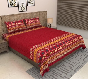 Draps plats rouges élégants et vintage avec 2 taies d'oreiller incluses, coton 300 fils, 2 taies d'oreiller, prix de gros - Product Image 1