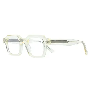 Bingkai kacamata asetat persegi tebal retro kustom buatan tangan baru untuk bingkai kacamata optik Pria