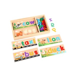 Gioco Educativo in Legno per Bambini 4-6 Anni: Puzzle di Costruzione di <span class=keywords><strong>Parole</strong></span> e Riconoscimento delle Lettere - Product Image 5