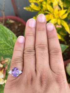 Oval Amethyst Sterling Silver <b>Ring</b> Natural Gemstone Engagement <b>Ring</b> Fine Jewelry - Product Image 2