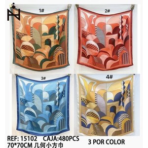 Sciarpa quadrata geometrica 70x70 cm con stampa alla moda per accessori da donna - Product Image 3