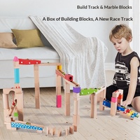 Jeu de blocs de construction en bois avec piste à billes pour enfants, jouet éducatif pour garçons et filles, développe l'intelligence avec glissière de pipeline à assembler