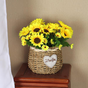 لن تذبل باقة 30 بدون صيانة-13 رأس زهرة صناعية حرير عباد الشمس الصفراء للزينة الخارجية فازة المنزل - Product Image 2